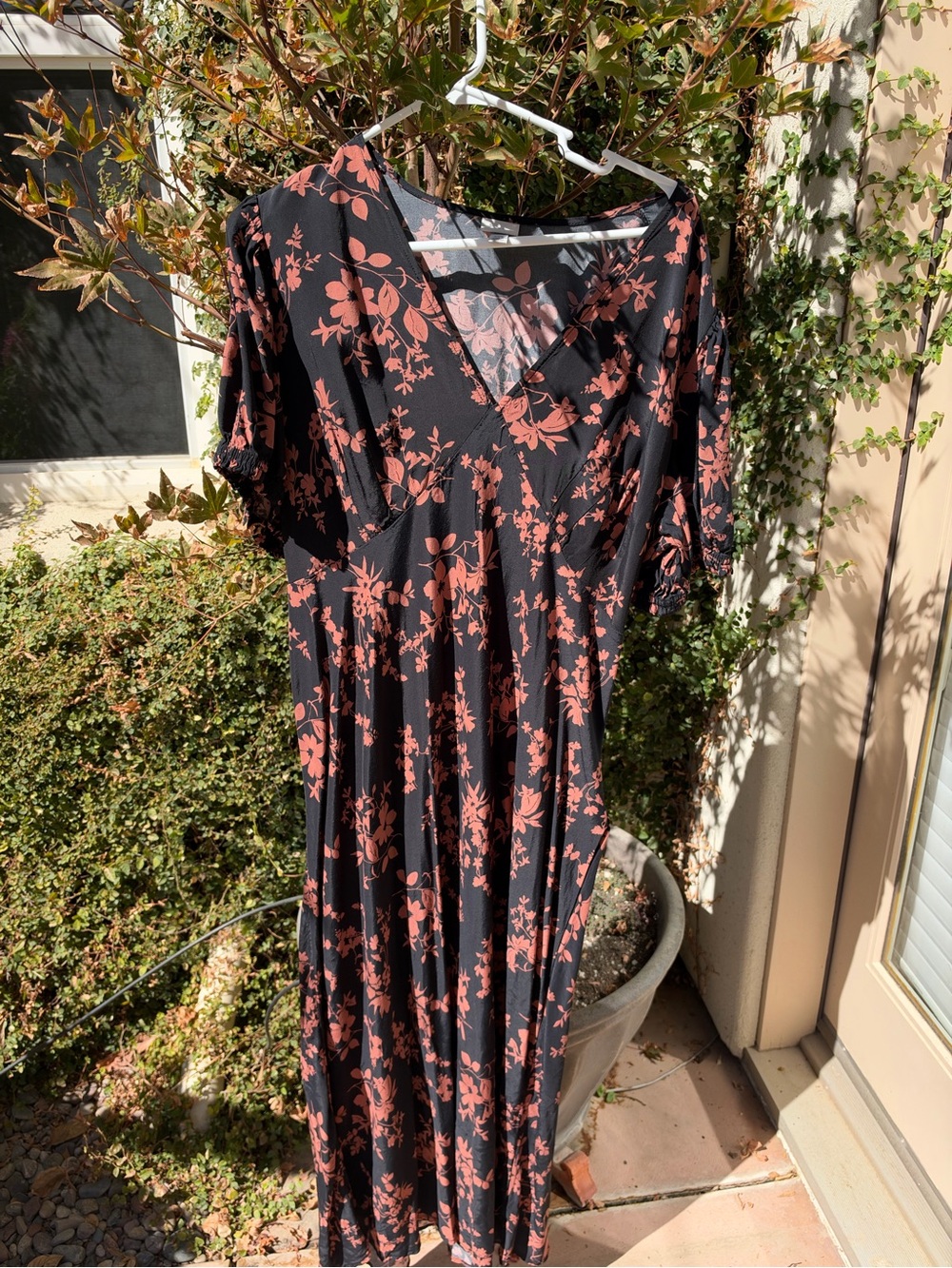 a new day Black Maxi Dress with Rust Floral Print
